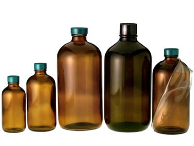 覆膜琥珀色窄口玻璃瓶